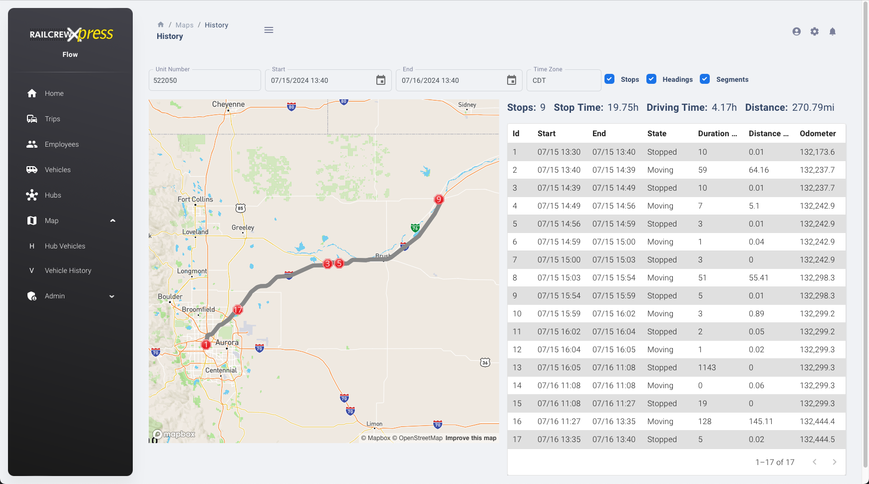 vehicle history map